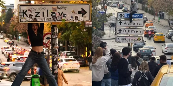 Kızılay’daki viral tabela korunuyor: ABB etrafına dikenli tel çekti